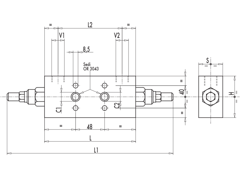 Zawór przeciążeniowo-blokujący VBCD 3/8" BSPP DE FL, Roz