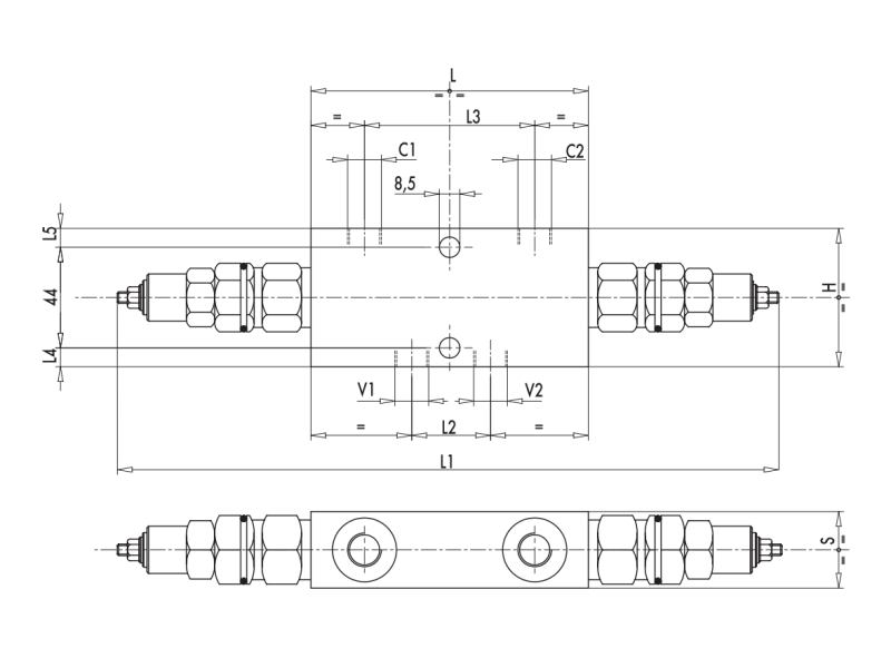 Zawór przeciążeniowo-blokujący VBCD 3/8" BSPP DE CC, Roz