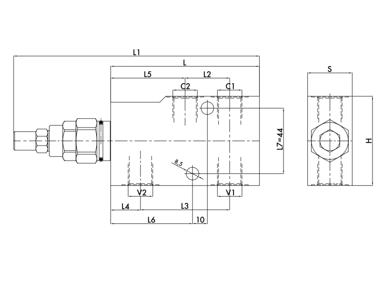 Zawór przeciążeniowo-blokujący VBCD 1/4" BSPP SE A CC, R