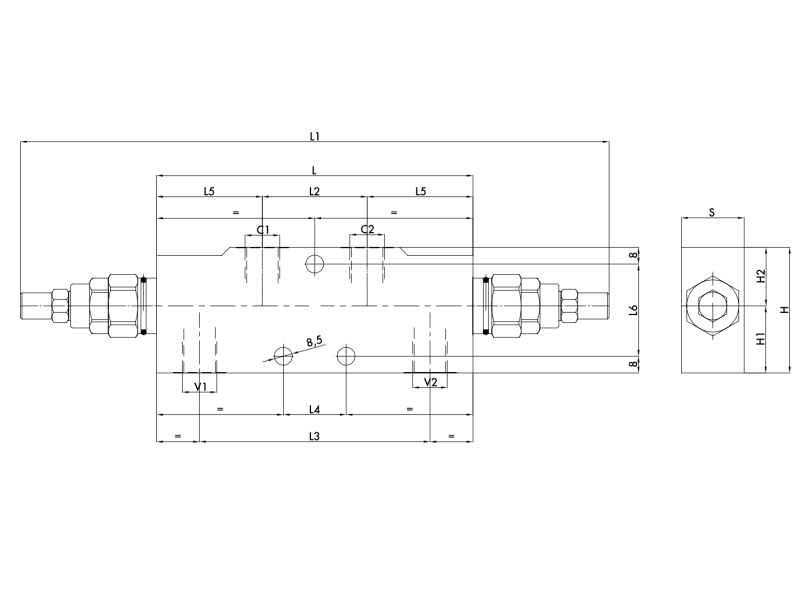 Zawór przeciążeniowo-blokujący VBCD 1/4" BSPP DE A CC, R