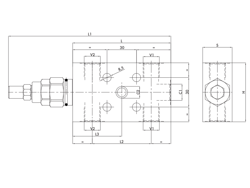 Zawór przeciążeniowo-blokujący VBCD 3/8" BSPP SE FL CC, 