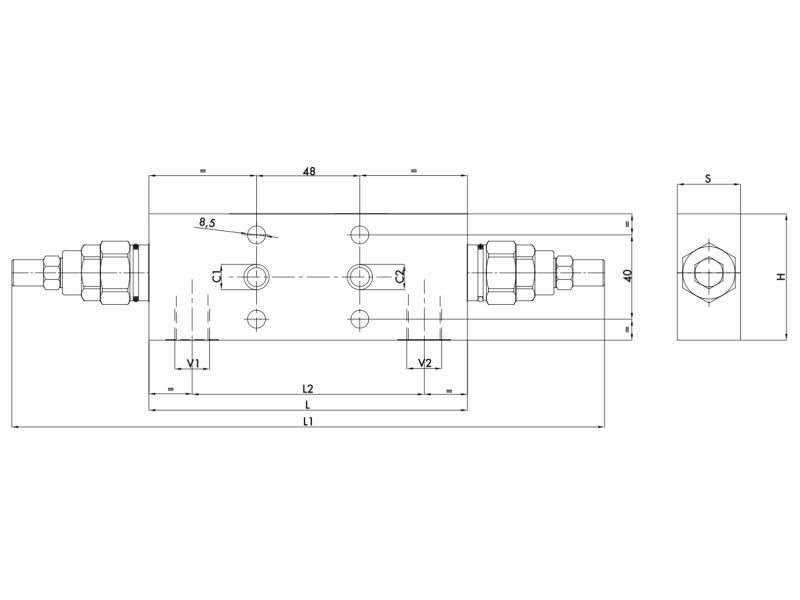 Zawór przeciążeniowo-blokujący VBCD 3/8" BSPP DE FL CC, 