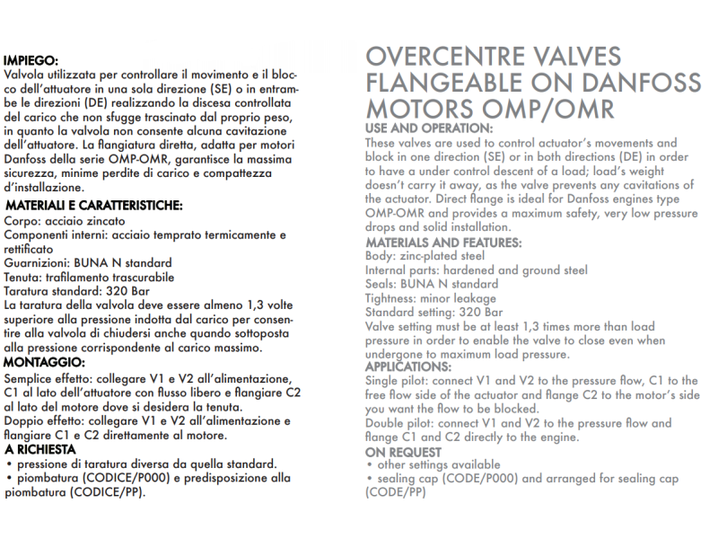 Zawór przeciążeniowo-blokujący  VBCDF 1/2" BSPP DE OMP/O