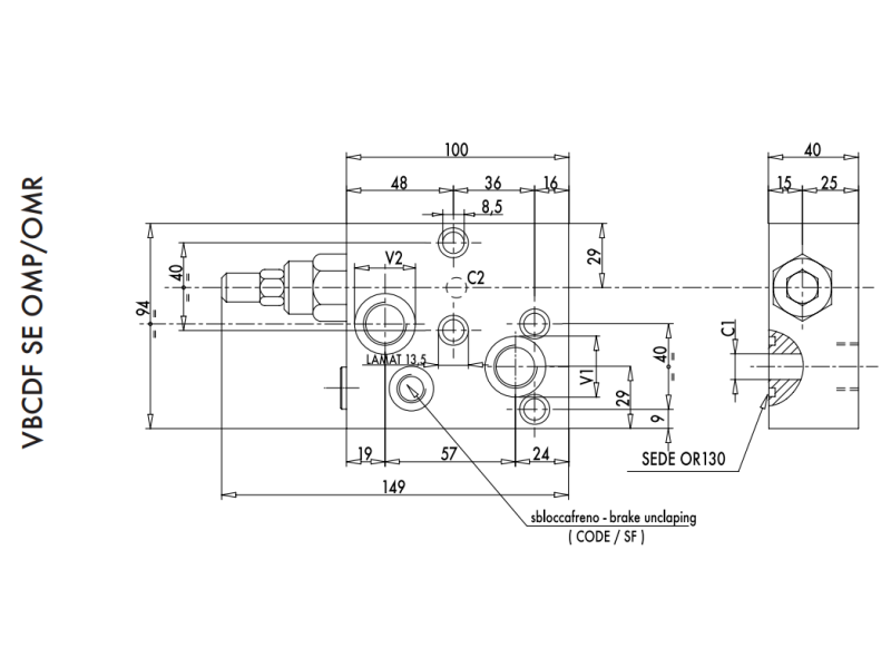 Zawór przeciążeniowo-blokujący  VBCDF 1/2" BSPP DE OMP/O