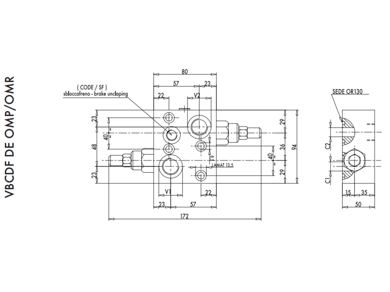 Zawór przeciążeniowo-blokujący  VBCDF 1/2" BSPP DE OMP/O