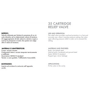 Zawór przelewowy nabojowy 35, Ciśnienie: 50-300 BAR