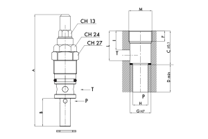 Zawór przelewowy nabojowy VMP80, Ciśnienie: 50-300 BAR
