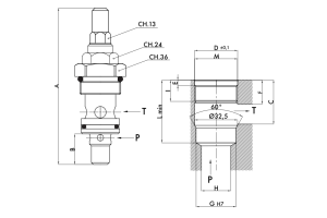 Zawór przelewowy nabojowy 120, Ciśnienie: 50-400 BAR