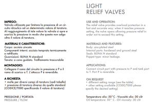 Lekki zawór przelewowy, Wymiary zaworów: 3/8'' L