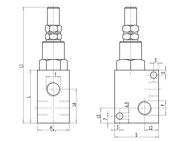 Lekki zawór przelewowy, Wymiary zaworów: 3/8'' L