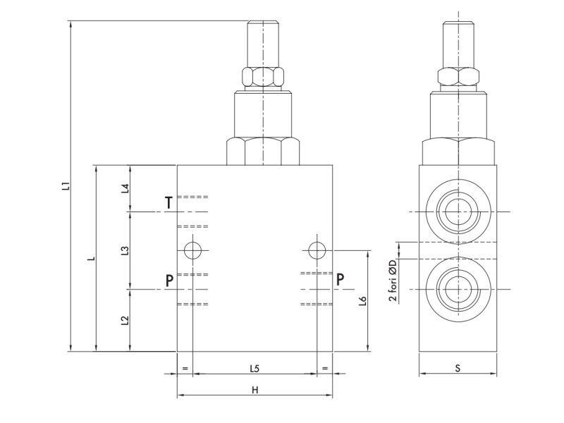 Zawór przelewowy w lini VMP L D5, Wymiary zaworów: 1/2"