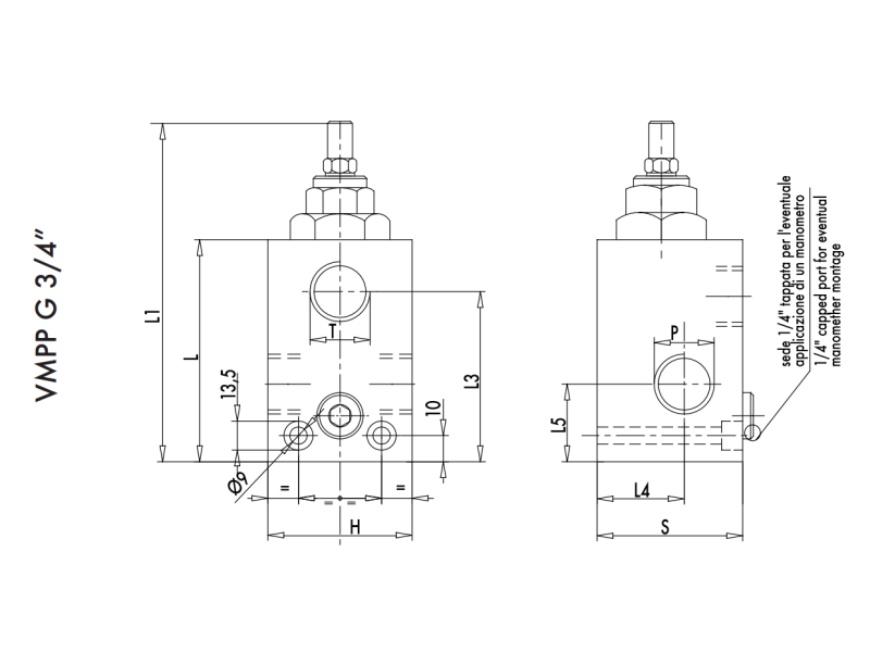 Dyferencjalny zawór przelewowy, Wymiary zaworów: 1"