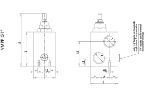 Dyferencjalny zawór przelewowy, Wymiary zaworów: 1"