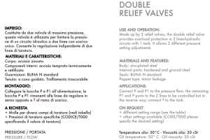 Podwójny zawór przelewowy, Wymiary zaworów: 1/2"