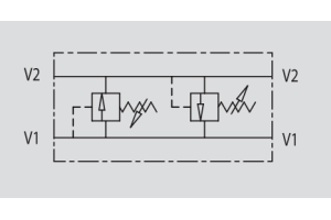 Podwójny zawór przelewowy krzyżowy VAU 1/4" BSPP, Rozmiar