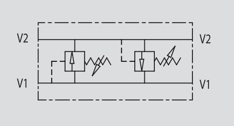 Podwójny zawór przelewowy krzyżowy VAU 1/4" BSPP, Rozmiar