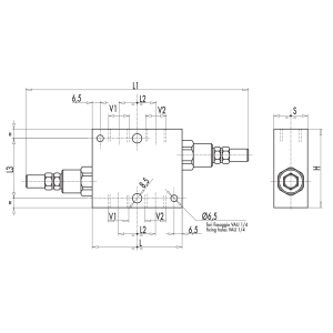 Podwójny zawór przelewowy krzyżowy VAU 1/4" BSPP, Rozmiar