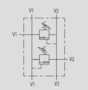 Podwójny zawór przelewowy krzyżowy VMPDI 3/8" BSPP, Rozmi