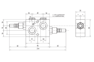 Podwójny zawór przelewowy krzyżowy VMPDI 3/8" BSPP, Rozmi