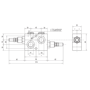 Podwójny zawór przelewowy krzyżowy VMPDI 3/8" BSPP, Rozmi