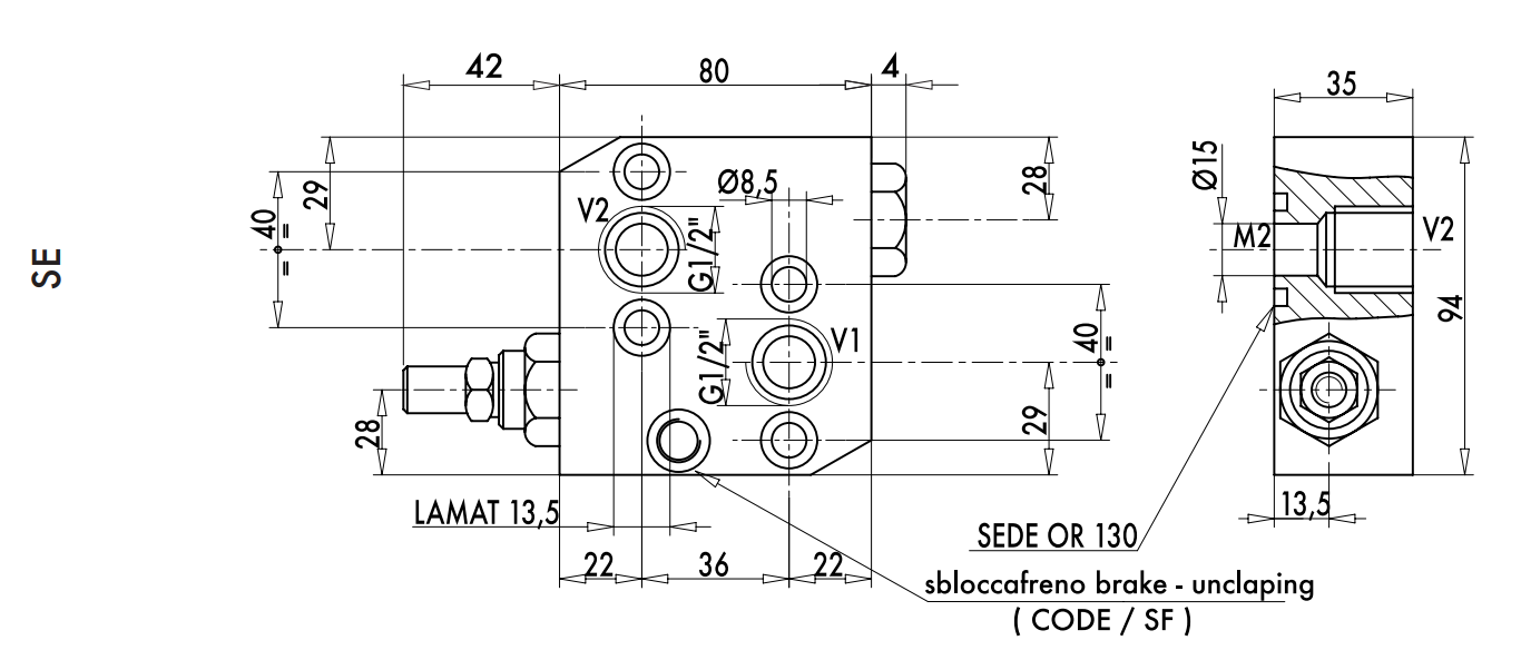 Podwójny zawór przelewowy krzyżowy VAU 1/2" BSPP SE OMP/O