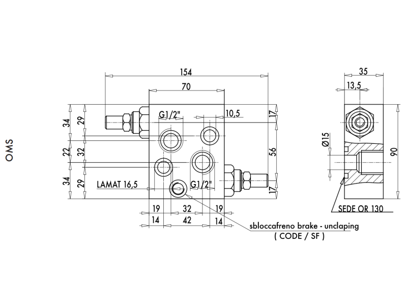 Podwójny zawór przelewowy krzyżowy rozkładany 1/2" BSPP 