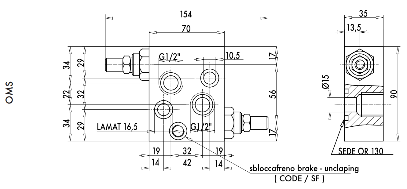 Podwójny zawór przelewowy krzyżowy rozkładany 3/4" BSPP 