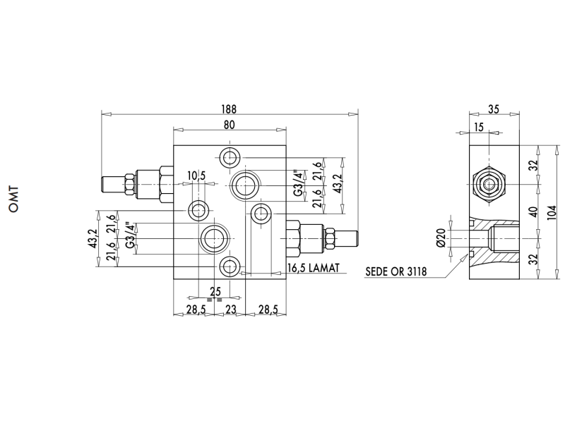 Podwójny zawór przelewowy krzyżowy rozkładany 1/2" BSPP 