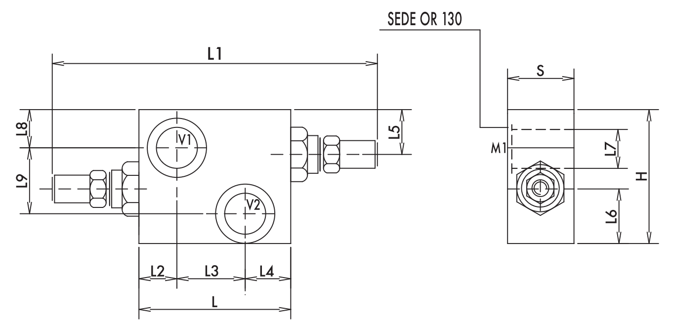 Podwójny zawór przelewowy krzyżowy rozkładany VAU 1/2" B