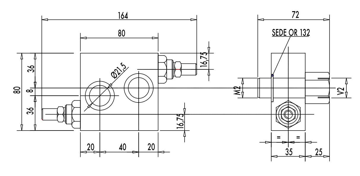 Podwójny zawór przelewowy krzyżowy rozkładany VAU 1/2" B