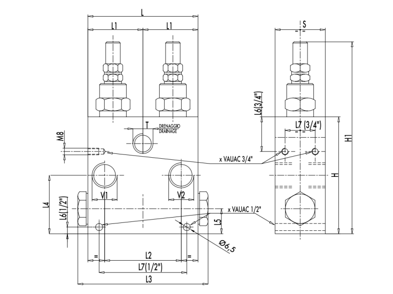 Podwójny zawór przelewowy z anty kawitacją VAUAC 3/8" BSP