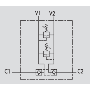 Podwójny zawór przelewowy z pilotowym zaworem zwrotnym VBA