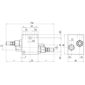 Podwójny zawór przelewowy z pilotowym zaworem zwrotnym VBA