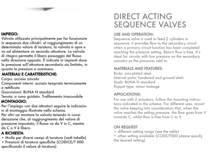 Zawór sekwencyjny bezpośredniego działania VS2C 1/4" BSPP