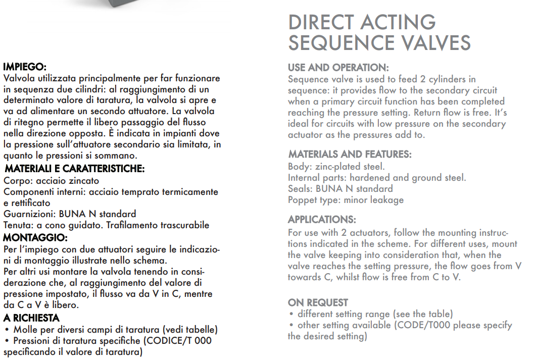 Zawór sekwencyjny bezpośredniego działania VS2C 1/4" BSPP