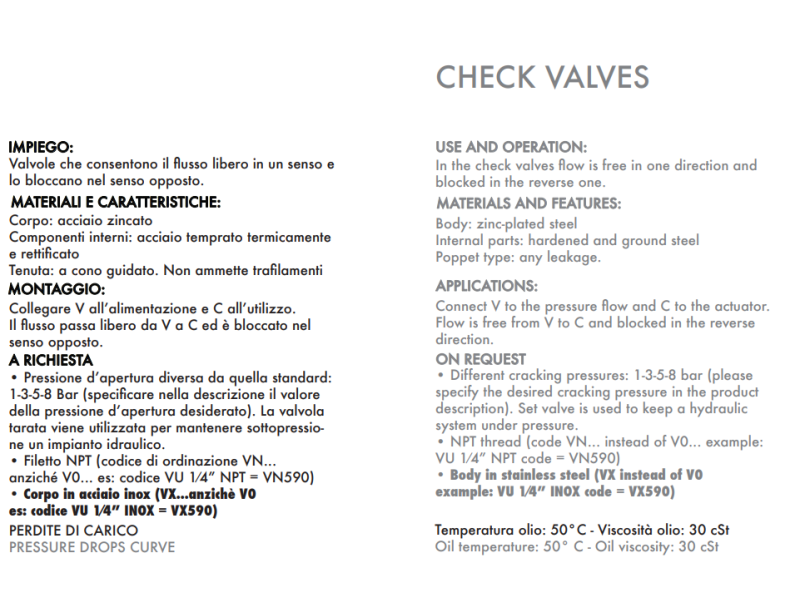 Zawór zwrotny zabezpieczający VU 1/8" BSPP, Rozmiar gwintu