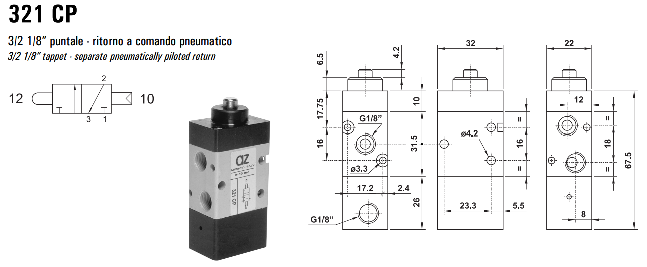 Zawór sterowany mechanicznie 321/521 CP, Elektrozawory - po