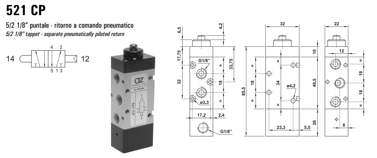 Zawór sterowany mechanicznie 321/521 CP, Elektrozawory - po