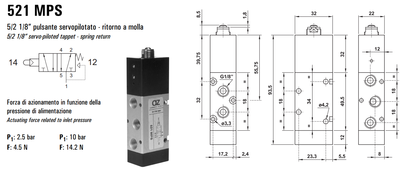 Zawór sterowany mechanicznie 321/521 MPS, Elektrozawory - p