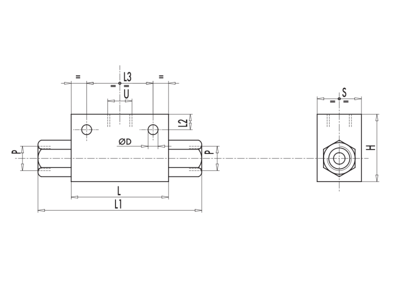 Zawór trójdrogowy VU2P 1/4" BSPP, Rozmiar gwintu: 1/4" BSP