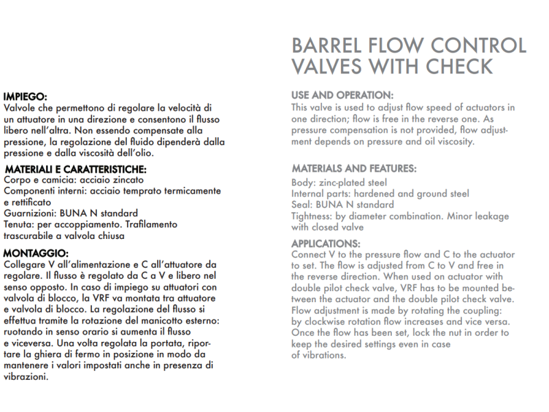 Zawór sterujący przepływem beczkowy VRF 1/4" BSPP, Rozmia