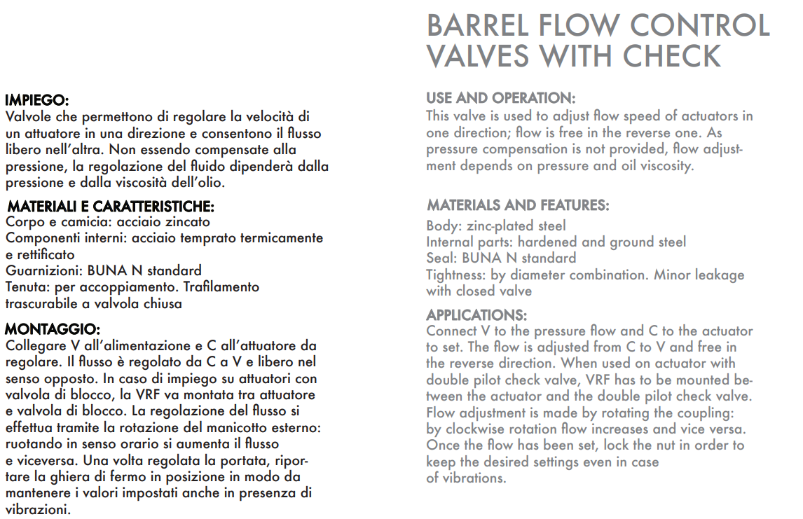 Zawór sterujący przepływem beczkowy VRF 1/4" BSPP, Rozmia