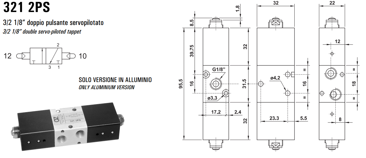 Zawór sterowany mechanicznie 321/521 2PS, Elektrozawory - p