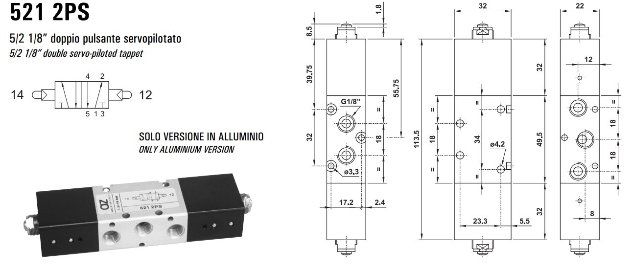 Zawór sterowany mechanicznie 321/521 2PS, Elektrozawory - p