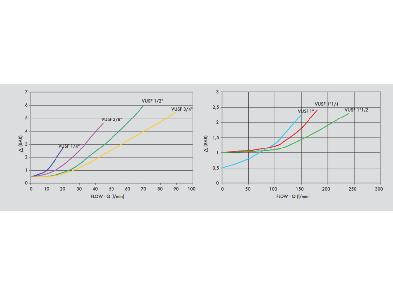 Zawór zwrotno-dławiący liniowy VUSF 1/4" BSPP, Rozmiar gw