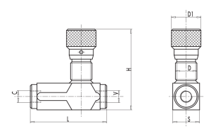 Zawór sterujący przepływem VRFU 90° 1/4" BSPP, Rozmiar g