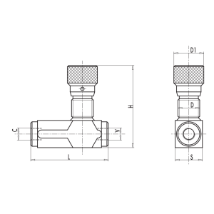 Zawór sterujący przepływem VRFU 90° 1/4" BSPP, Rozmiar g