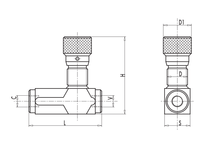 Zawór sterujący przepływem VRFU 90° 1/4" BSPP, Rozmiar g