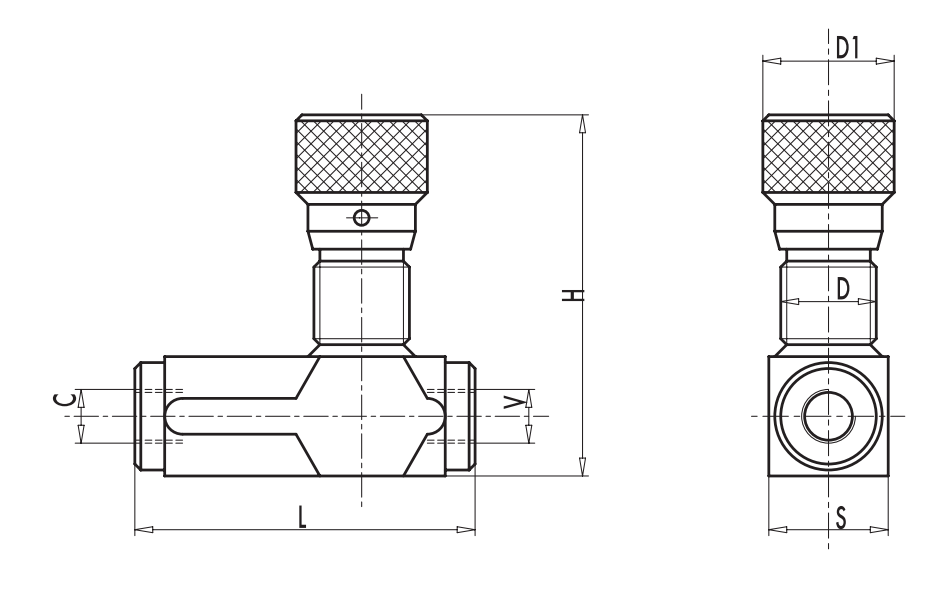 Zawór sterujący przepływem VRFU 90° 1/4" BSPP, Rozmiar g