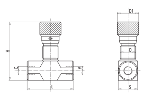 Zawór sterujący przepływem VRFB 90° 1/4" BSPP, Rozmiar g